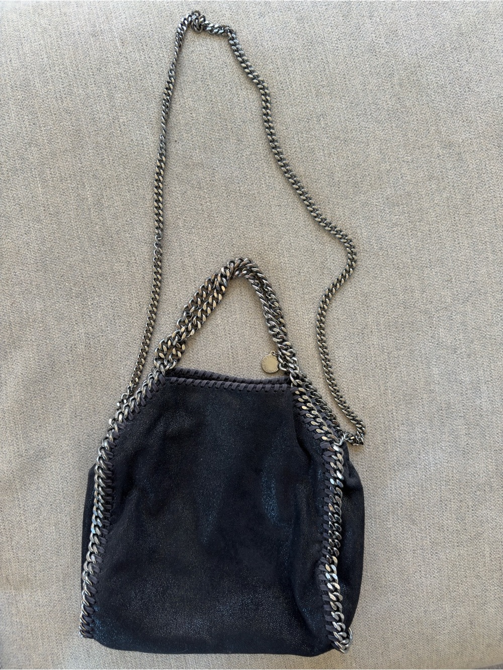 Stella McCartney Black Faux-Leather Shoulder Bag with Silver Chain - Picture 4 of 7